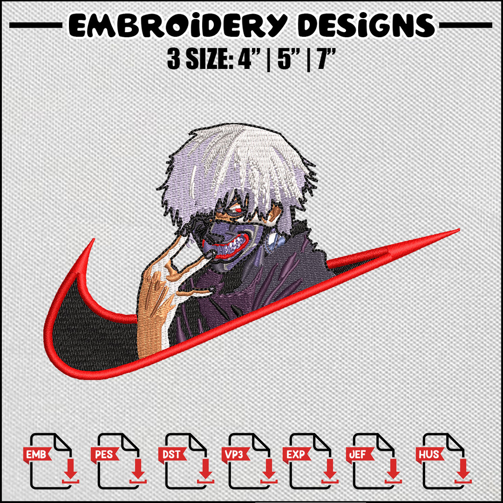 Ken kaneki nike embroidery design