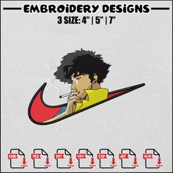 spike nike embroidery design, cowboy bebop embroidery, nike design, embroidery shirt, embroidery file, digital download