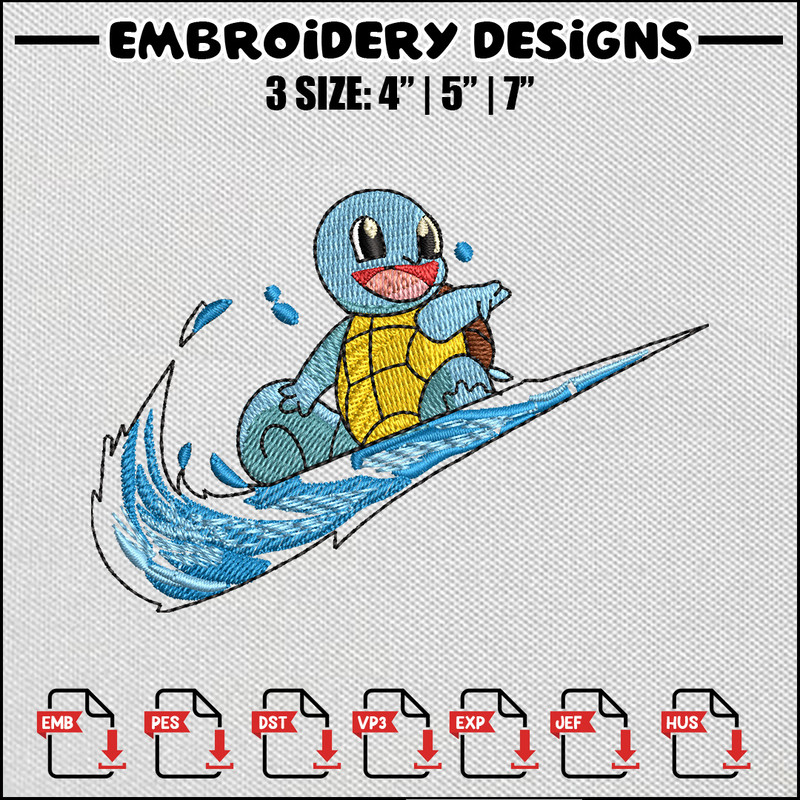 Squirtle nike embroidery design