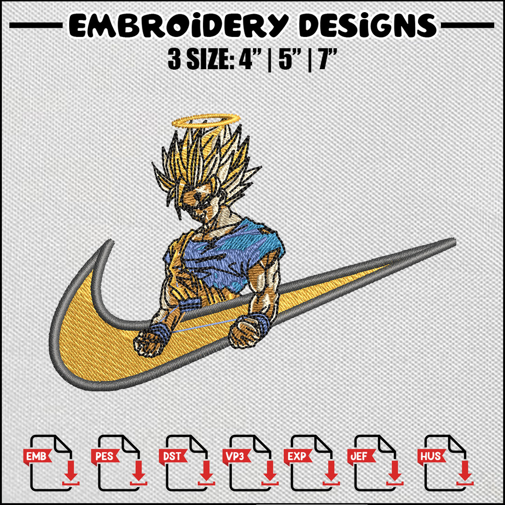 Goku nike embroidery design