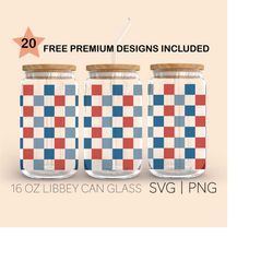 fourth of july checkered svg, 16 oz libbey glass svg, independence day, freedom svg, checkered svg, svg for cricut, digi