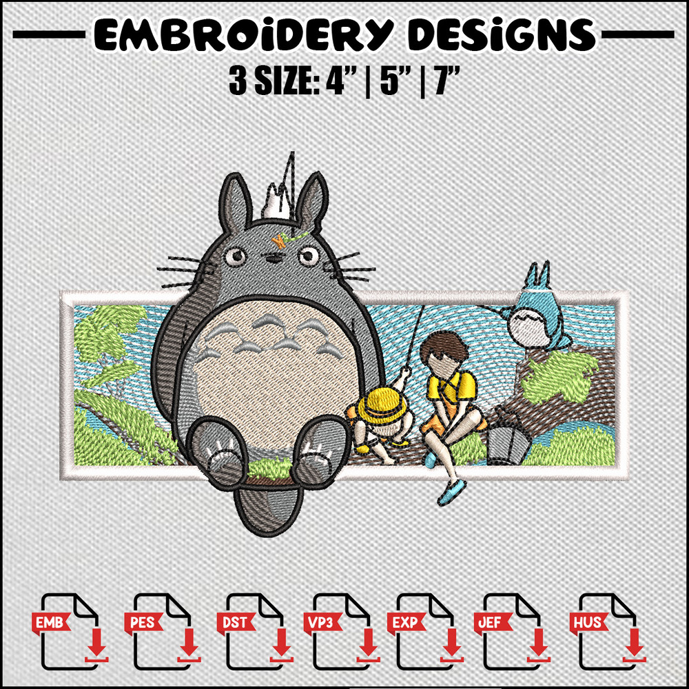 Totoro box embroidery design