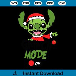 Stitch Grinch Mode On Christmas SVG