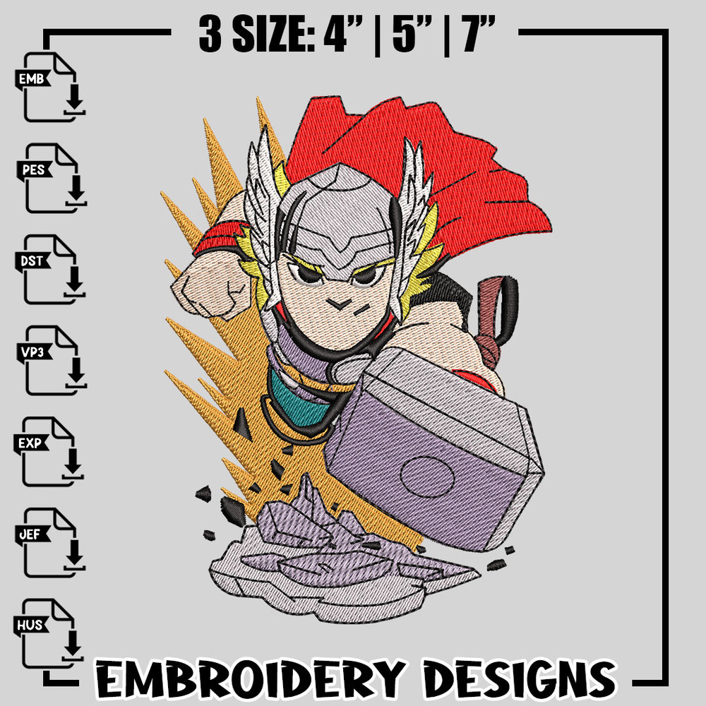 Thor cartoon logo embroidery design