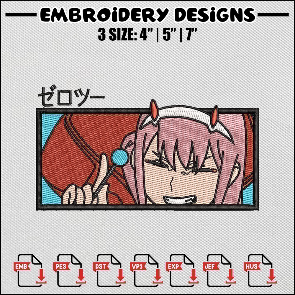 Zero two box embroidery design