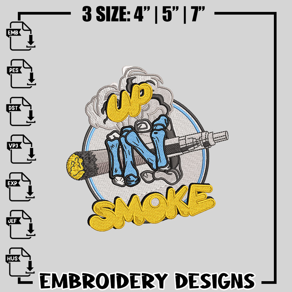 Up In Smoke logo embroidery design
