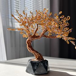 Handmade artificial gold bonsai of life | home decor inspo | desk accessory | wire bonsai | feng shui tree | money tree