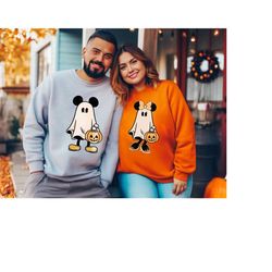 mickey and minnie ghost couple halloween sweatshirt,disney spooky sweater,mickey's not so scary halloween shirt,hallowee