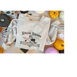 salem broom company sweatshirt,vintage style sweatshirt,salem massachusetts witch sweatshirt, women's halloween shirt,fa