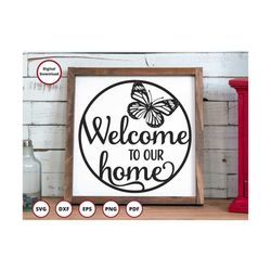 welcome svg - butterfly svg - round welcome svg - porch welcome svg - new home svg - welcome cut file - circle welcome s