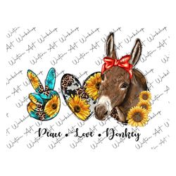 peace love donkey with bandana sublimation png, love donkey png, donkey png, love donkeys, sunflower donkey png, waterco