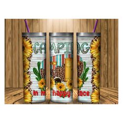 camping is my happy place png, western tumbler png, 20oz skinny tumbler, country, caravan png, camping, western, tumbler
