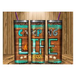 camping life tumbler png, 20oz skinny tumbler png sublimation design, western leopard camping life tumbler png, tumbler