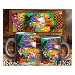 halloween gnome 11 oz and 15 oz mug png, witch gnomes 11 oz and 15 oz mug png, gnome png, coffee gnome png, digital down