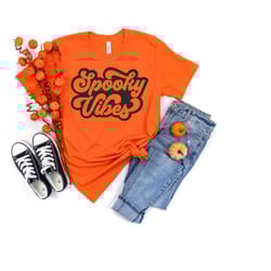 spooky vibes shirt halloween shirt halloween party top cute shirt for halloween fall t-shirt cute fall tee halloween tee