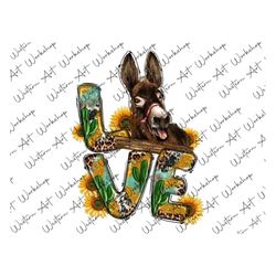 donkey love with sunflower sublimation png, donkey love png, donkey sublimation, donkey png, farm animals png, farm png,