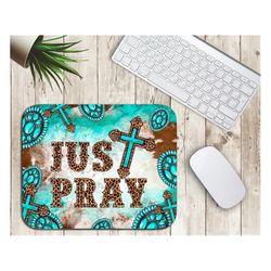 gemstone just pray mouse pad sublimation design, western design png, cross, gemstone mouse pad png, gemstone cross mouse