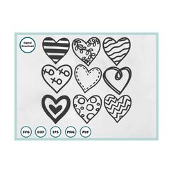 hearts svg | hearts svg bundle | xoxo svg | valentine svg | hand drawn heart svg | doodle svg | heart png | valentine he