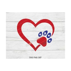 patriotic heart paw svg, 4th of july svg, dog svg, heart svg, american flag svg, flag,patriotic,dog,dogs,dog mom,4th of