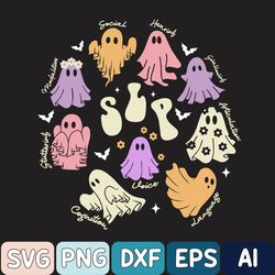 speech therapy svg, slp ghost svg, speech therapy halloween svg, slp halloween svg, spooky slp, slp fall svg