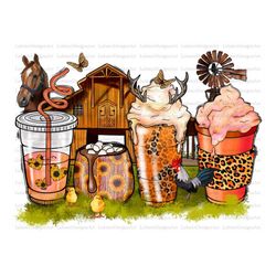 farm animals coffee cups png sublimation design, western coffee cups png design, farm life png,hors, farming png, sublim