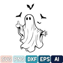 Ghost Flipping Finger Halloween Svg, Funny Ghost Svg, Funny Halloween Svg, Halloween Svg, Spooky Season Svg