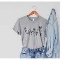 wild flowers shirt  wildflower tshirt floral shirt botanical shirt flower shirt nature lover shirt ladies shirts womens