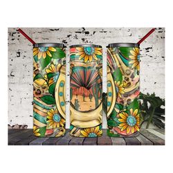 sunflower horseshoe tumbler, desert dream tumbler png, 20oz skinny tumbler,western,sunflower png, horseshoe png, sublima