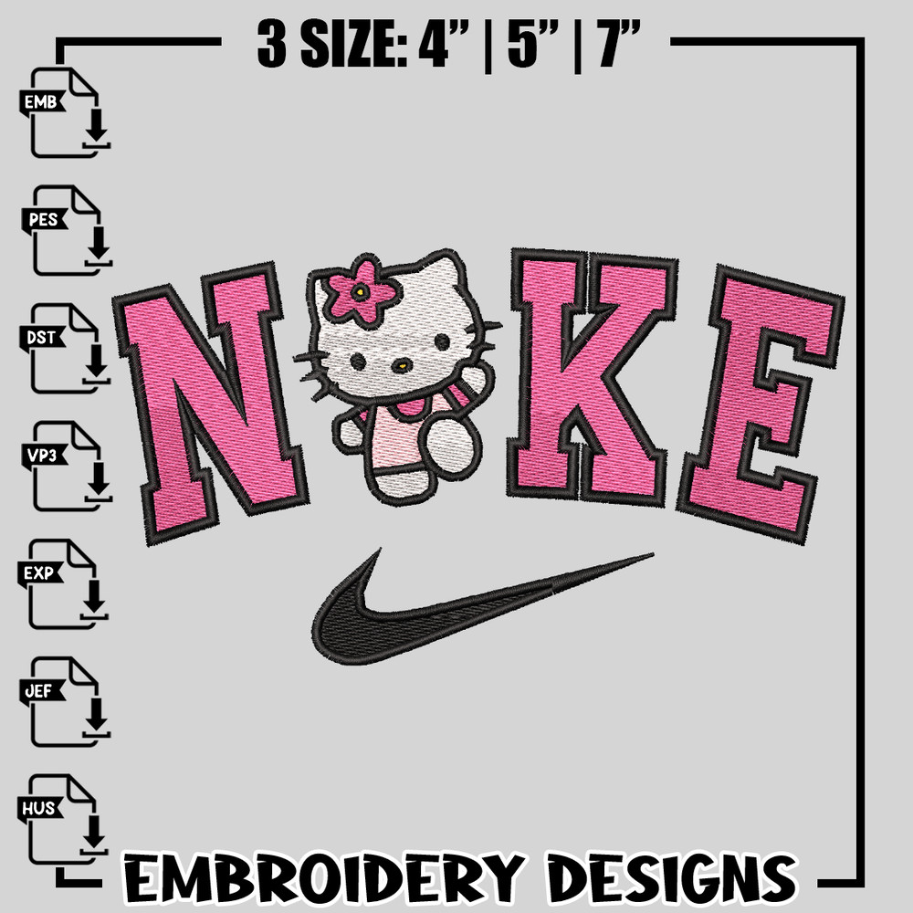 hello kitty nike embroidery design