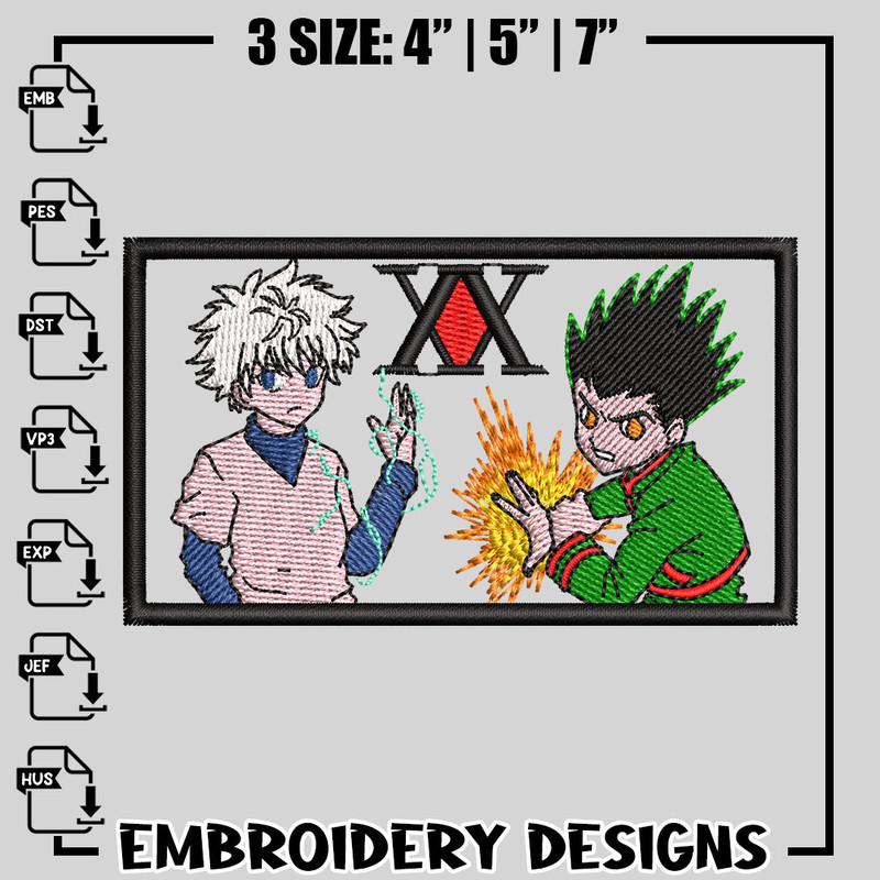 Gon and Killua embroidery design