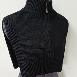 Black Unisex Zipper Neck Warmer,cropped turtleneck,winter accessory