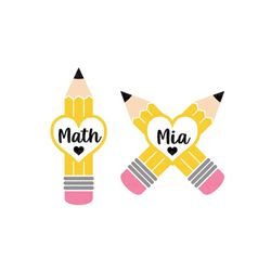 pencil name frame svg bundle, pencil svg bundle, pencil heart monogram, teacher svg, school svg, cut file for cricut, si