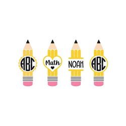 pencil name frame svg bundle, pencil svg bundle, pencil split monogram, teacher svg, school svg, cut file for cricut, si