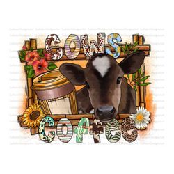 cows coffee png, sublimation design, cow png, coffee western png, coffee png, coffee design, cow design, western, digita