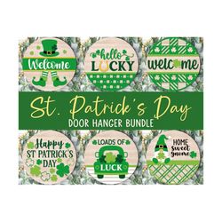 st patrick door hanger bundle, welcome sign svg, st patricks svg, shamrock, clover png, glowforge, st patty door decor,