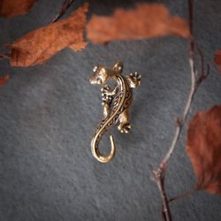Lizard handcrafted pendant. Gekko necklace for her. Tiny author jewelry.