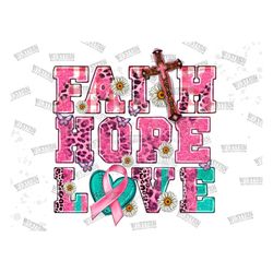 Western Faith Hope Love Cross Png Sublimation Design, Cancer Warrior Png, Ribbon Clipart, Breast Cancer Png, Cancer Awar