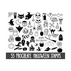 procreate halloween stamps, procreate halloween set, procreate halloween stamps set, procreate doodles, procreate brushe