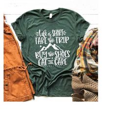 life is short take the trip shirt world traveler womens adventure shirt travel gift travel shirt bucket list for women m