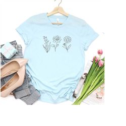 custom birth month birth flowers shirt, gift for her, flower tshirt , perfect mother's day gift, birth month flowers shi