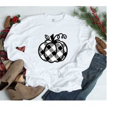 plaid pumpkin t-shirt, fall pumpkin shirt, women's fall shirt, pumpkin shirt, pumpkin patch shirt