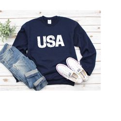 usa sweatshirt american flag shirt distressed usa shirt 4th of july sweatshirt patriotic shirt red white & blue - unisex