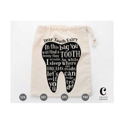TOOTH FAIRY SVG | Tooth Bag svg | Tooth Fairy Bag svg | Baby Teeth svg | Making Tooth Bag for kids cut file for Cricut,