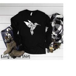 long sleeve shirt women, hummingbird, bird shirt, nature lover shirt, outdoor shirt, sibling shirt, women's graphic tee,