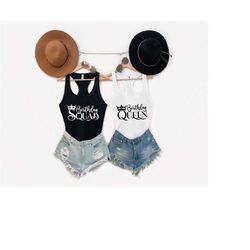 birthday queen crew crown shirt, racerback, birthday group tshirts, party bundle, birthday squad shirts, matching outfit