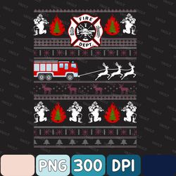 Firefighter Truck Christmas Tree Fireman Funny Xma Png, Christmas Firefighter Trees Png, Christmas Png, Firefighter Png