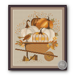 Cross stitch pattern. Big pumpkins. Autumn harvest. Happy Halloween Sample PDF Instant Download 368-P