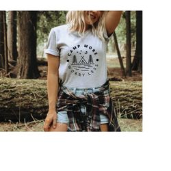 camp more worry less, camp lover shirt, camping shirt, camping heart shirt, cute hiking shirt, adventure shirt, camper s