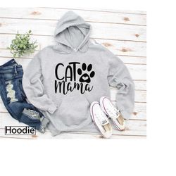 hoodie, cat mama, cat hoodies, hooded sweatshirt, hoodies for women cat mom, cat lover gift, kitten, fur mama, cat lady,