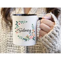 Personalized Name Mug, Custom Name Mug, Custom Coffee Mug, Custom Mug, Monogram Mug, Personalized Mug, Floral Name Mug,